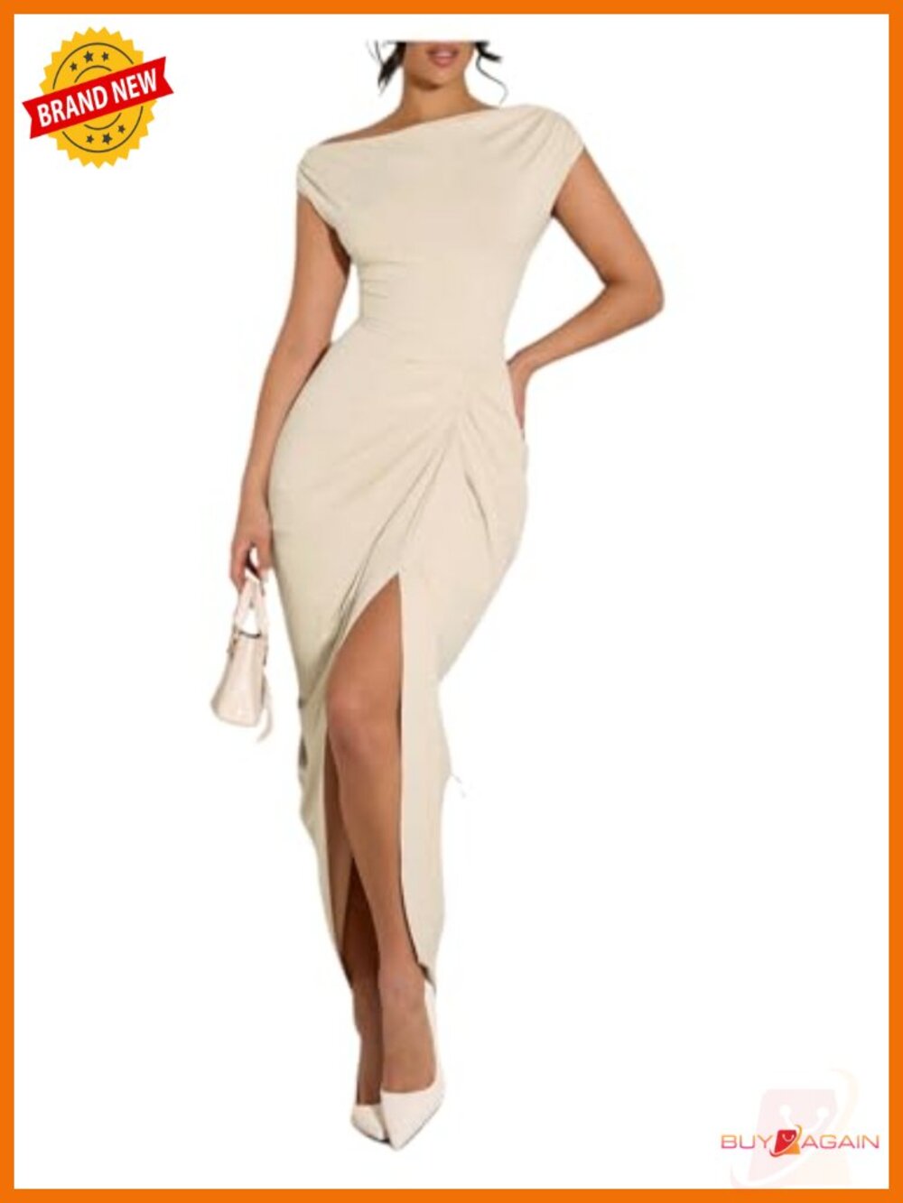 Floerns Women's Off Shoulder Ruched Bodycon Slit Long Cocktail Party Dress